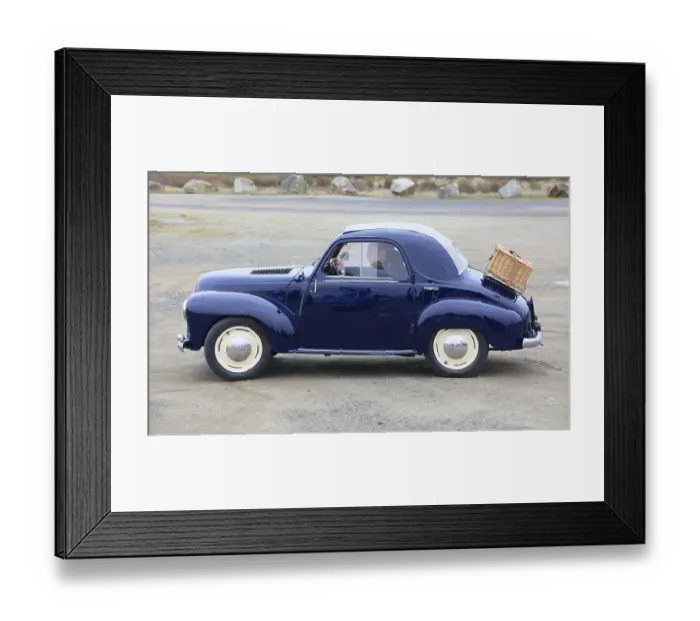 Framed Print : Simca 5 convertible, classic car meeting