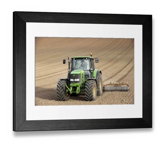 Framed Print : John Deere tractor pulling the soil press Framed Print : John Deere tractor pulling the soil press