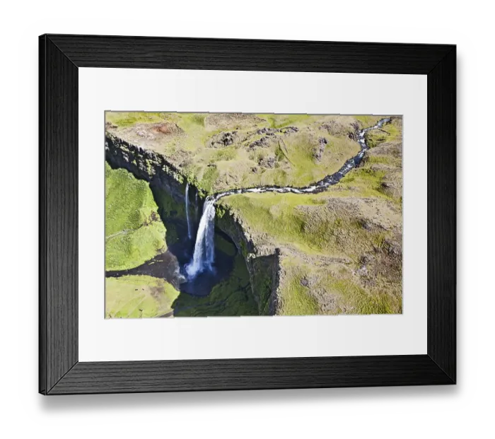 Framed Print : Aerial view, Seljalandsfoss waterfall on the edge of the highlands of Iceland Framed Print : Aerial view, Seljalandsfoss waterfall on the edge of the highlands of Iceland