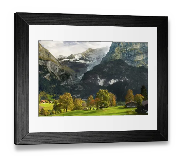 Framed Print : Swiss houses on high Alpine pastures