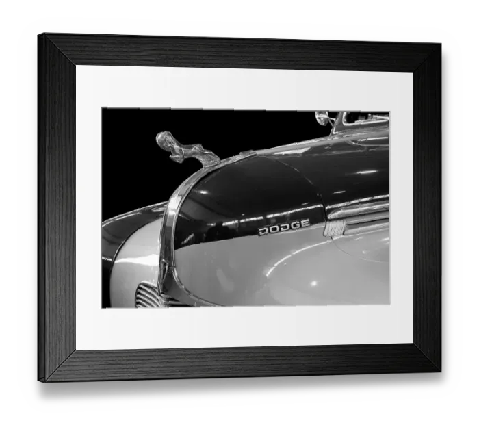 Framed Print : Oldtimer detail, Dodge D14, in black and white Framed Print : Oldtimer detail, Dodge D14, in black and white