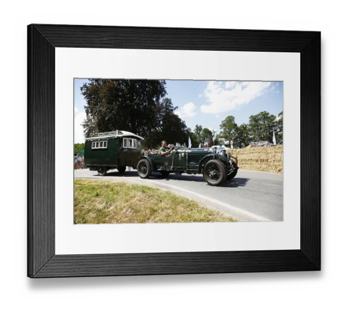 Framed Print : Classic car, Bentley 4.5 Litre Blower with a camping trailer Framed Print : Classic car, Bentley 4.5 Litre Blower with a camping trailer