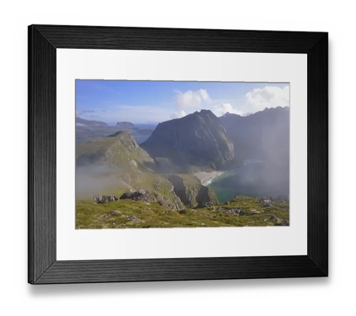 Framed Print : Kvalvika Beach from the mountain Ryten Framed Print : Kvalvika Beach from the mountain Ryten