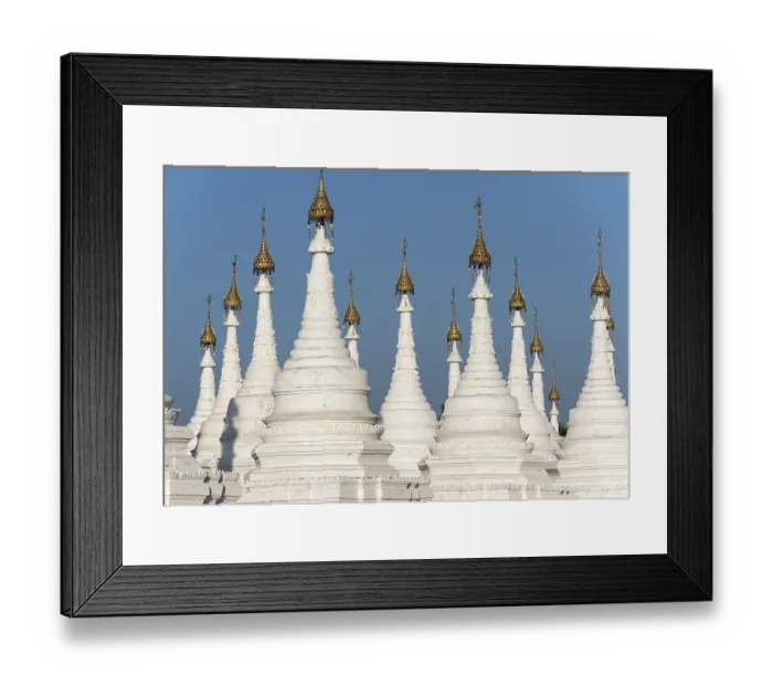 Framed Print : White stupas of Sandamuni or Sanda Muni Pagoda