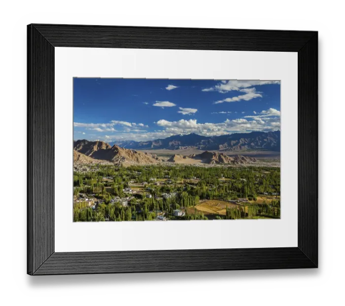 Framed Print : View of Leh from above from Shanti Stupa on sunset Framed Print : View of Leh from above from Shanti Stupa on sunset