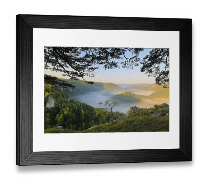 Framed Print : Danube valley, Danube with fog atmosphere at sunrise
