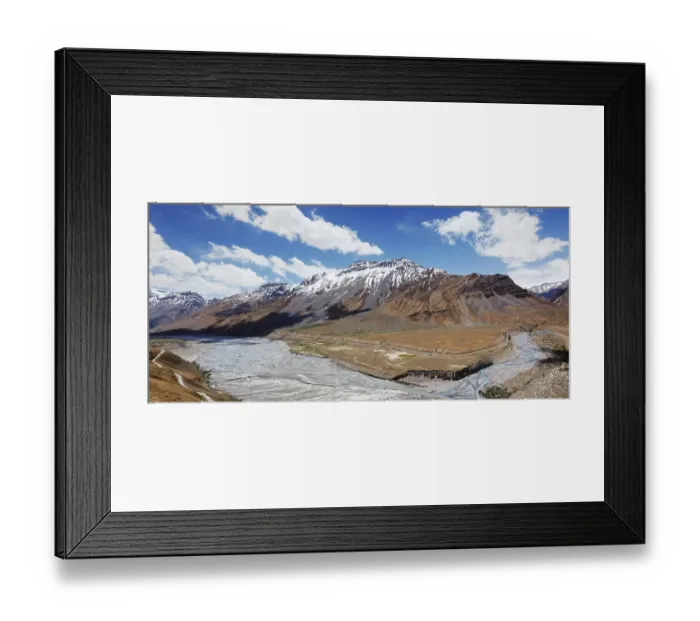 Framed Print : Panorama of Spiti Valley with Spiti river in Himalayas mountains