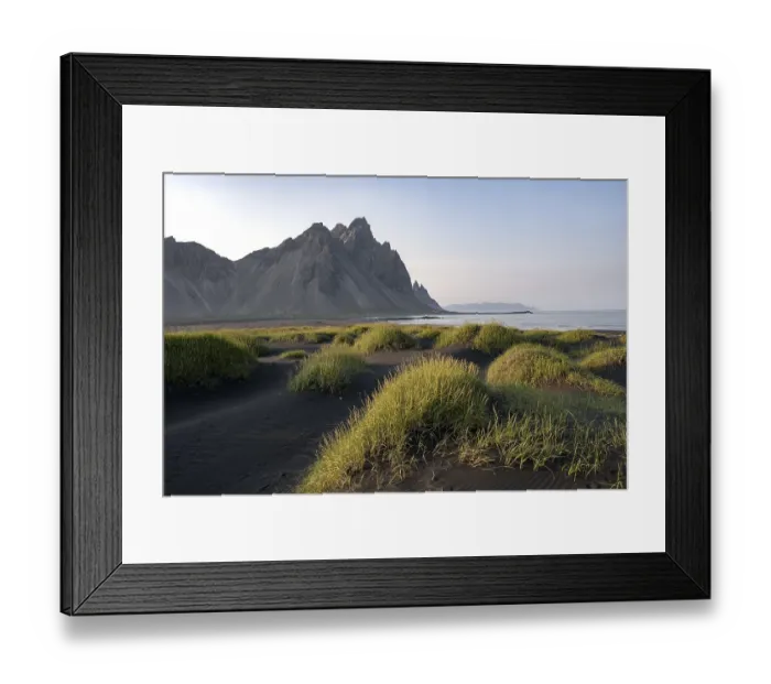 Framed Print : Black beach with volcanic sand