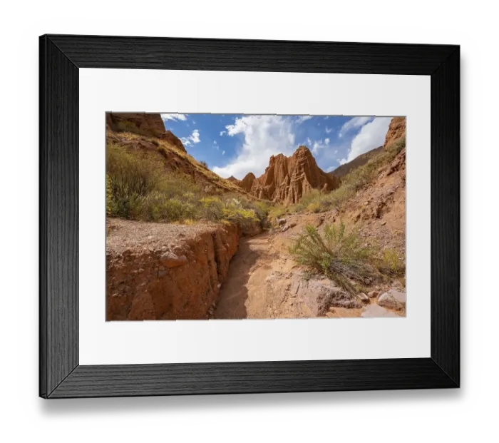 Framed Print : Eroded mountain landscape with sandstone cliffs