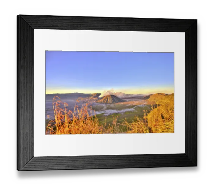 Framed Print : Sunrise, smoking volcano Mount Bromo, Mt Framed Print : Sunrise, smoking volcano Mount Bromo, Mt