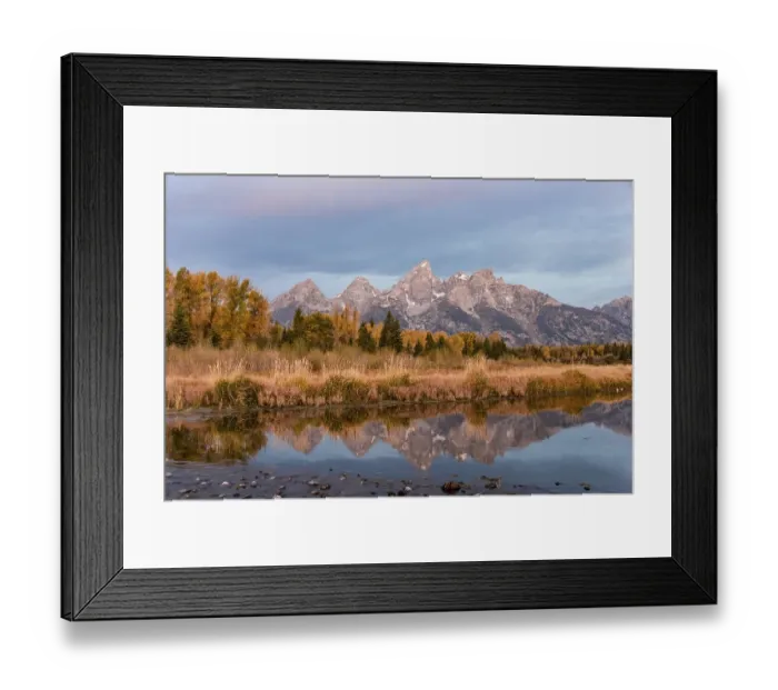 Framed Print : Grand Teton Range mountain range reflected in the river Framed Print : Grand Teton Range mountain range reflected in the river