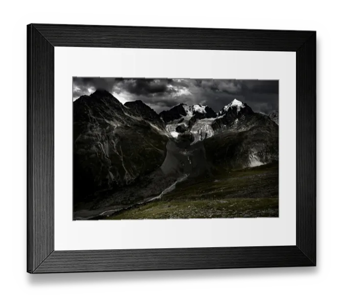 Framed Print : Summit of the Bernina Group with dramatic clouds Framed Print : Summit of the Bernina Group with dramatic clouds