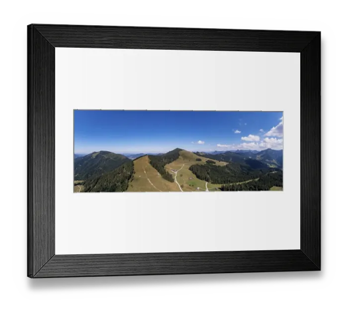 Framed Print : Drone image, Spielbergalm with Spielberg and Wieserhoerndl
