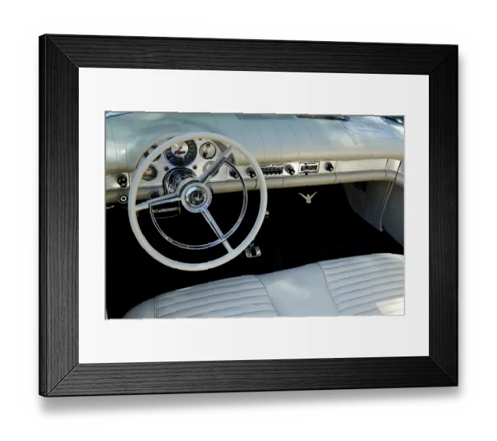 Framed Print : Dashboard and cockpit of a 1951 Ford at a Classic Car Show in Belvidere