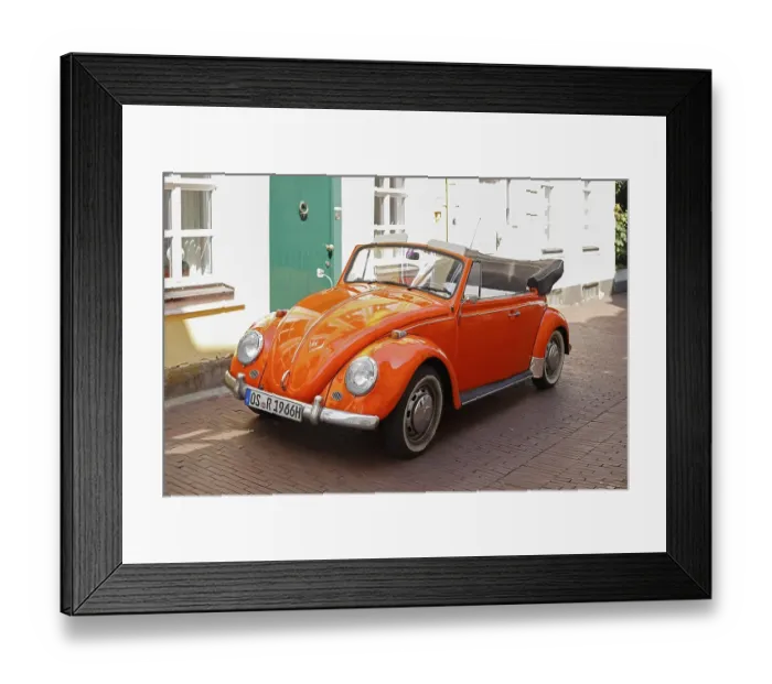Framed Print : VW Beetle Convertible parked in Osnabrueck Old Town Framed Print : VW Beetle Convertible parked in Osnabrueck Old Town