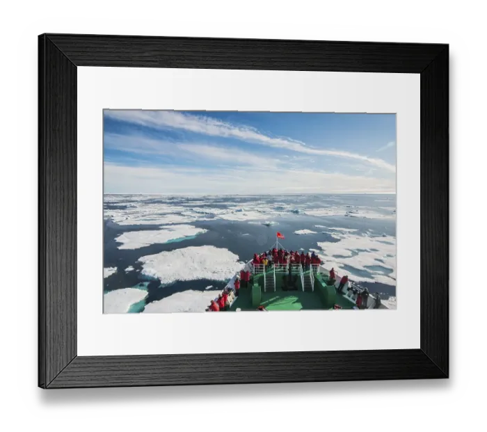 Framed Print : Expedition ship navigating through the pack ice in the Arctic Framed Print : Expedition ship navigating through the pack ice in the Arctic