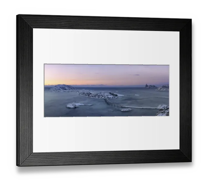 Framed Print : Fjord with islands and a bridge during the blue hour Framed Print : Fjord with islands and a bridge during the blue hour