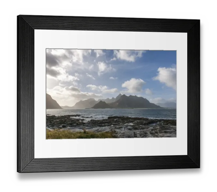 Framed Print : Coastline of Flakstadoya Island