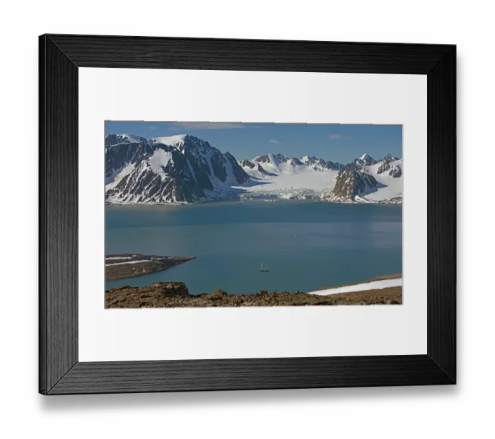 Framed Print : Raudfjorden, Red fjord with mountains on the peninsula of Vasahalvoya