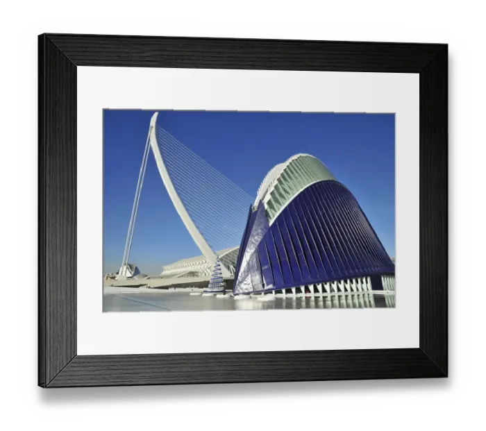 Framed Print : Modern bridge designed by Spanish architect Santiago Calatrava in Ciudad de las Artes y las Ciencias