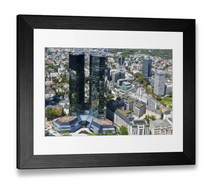 Framed Print : Deutsche Bank Twin Towers, new facade