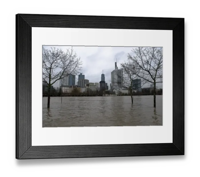 Framed Print : High water and view of the financial district
