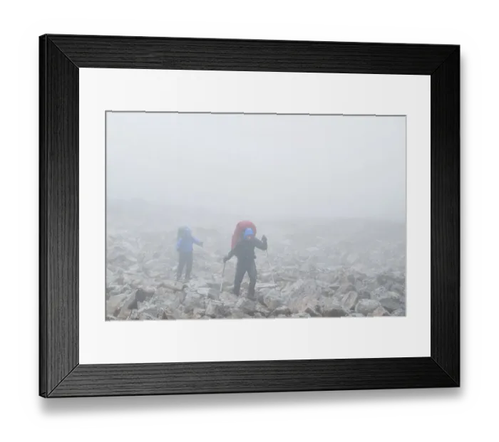 Framed Print : 2 men with trekking equipment in rocky landscape Framed Print : 2 men with trekking equipment in rocky landscape