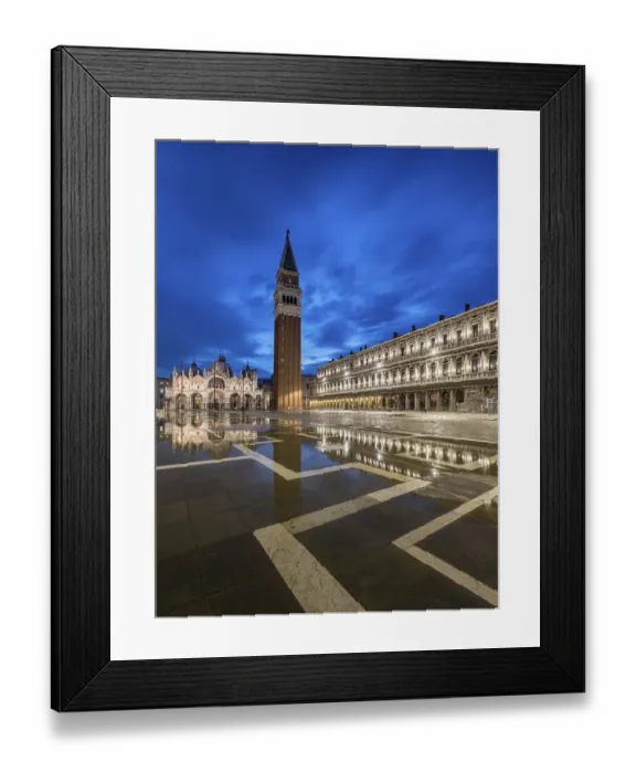 Framed Print : The Campanile at St. Mark's Square with high water Framed Print : The Campanile at St. Mark's Square with high water