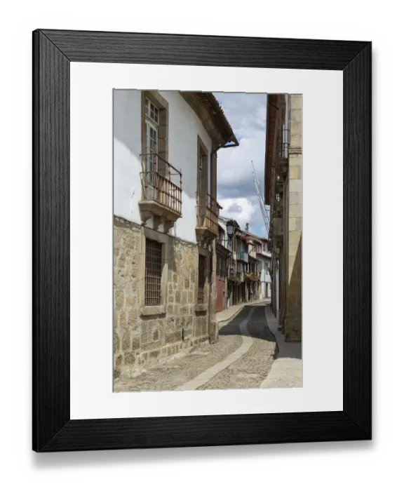 Framed Print : Street of historic buildings with balconies
