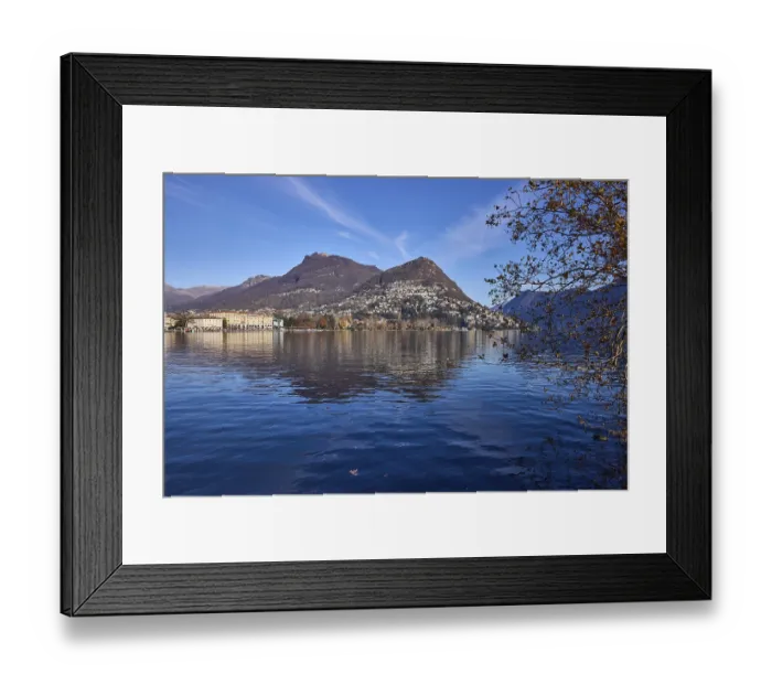 Framed Print : Mountains, lake, shore, general development