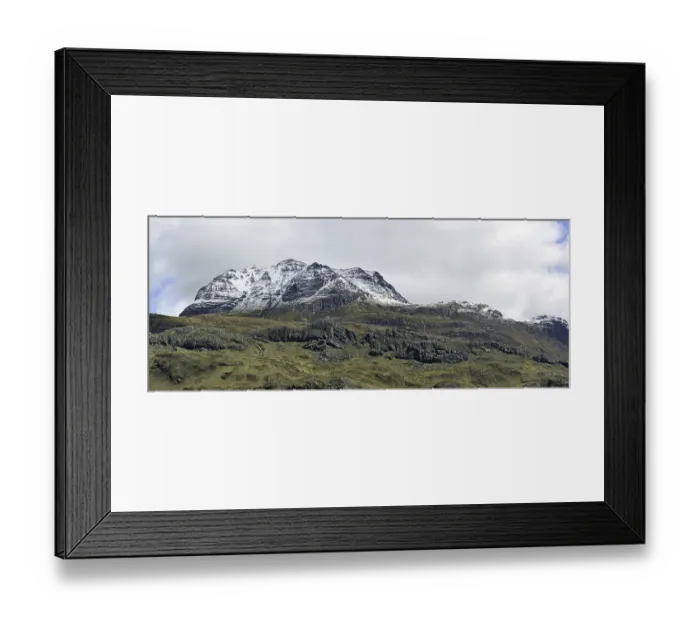 Framed Print : The mountain Slioch covered in snow in spring