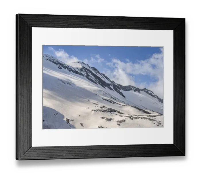 Framed Print : Mountain landscape with rock and glacier