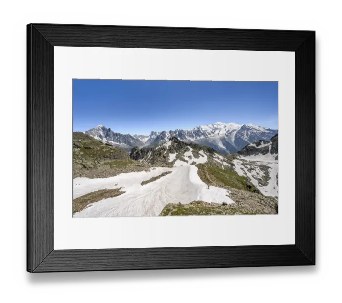 Framed Print : Mountain landscape with snow fields