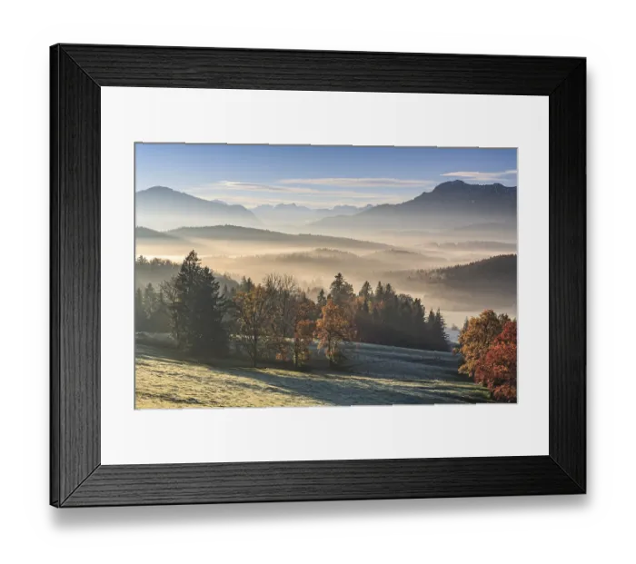 Framed Print : Morning fog, mountains, autumn