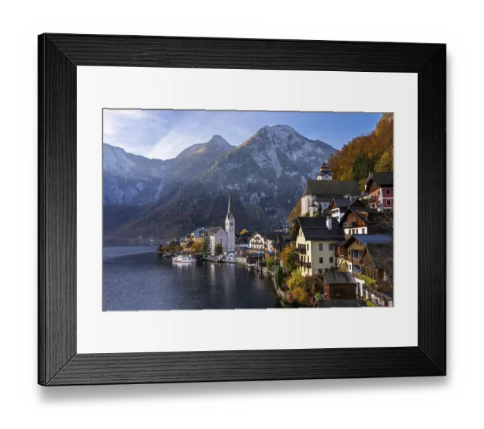 Framed Print : View of Hallstatt and Lake Hallstatt as well as the surrounding mountains