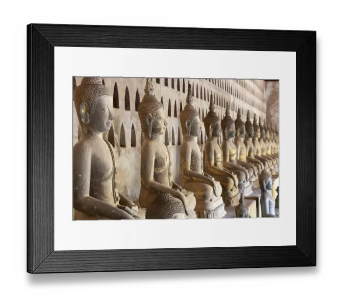 Framed Print : Ancient Buddha statues in the courtyard of Wat Si Saket