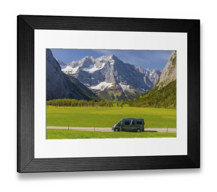 Framed Print : Camper van, Nature conservancy area Grosser Ahornboden Framed Print : Camper van, Nature conservancy area Grosser Ahornboden