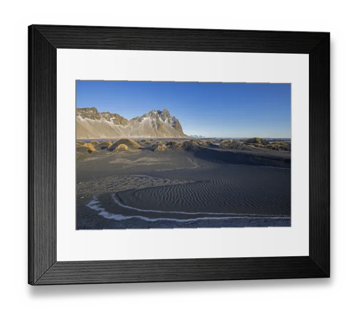 Framed Print : Vestrahorn, Vesturhorn, scree mountain made of gabbro and granophyre rocks Framed Print : Vestrahorn, Vesturhorn, scree mountain made of gabbro and granophyre rocks