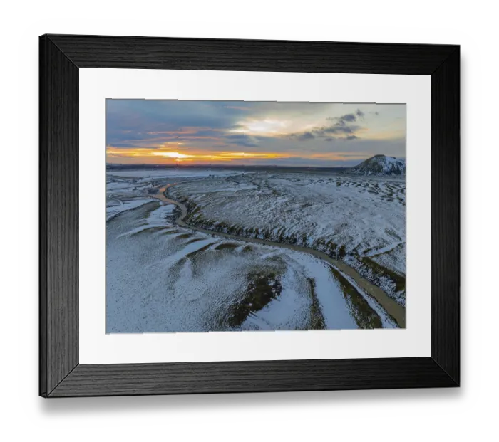 Framed Print : Overgrown river landscape, onset of winter