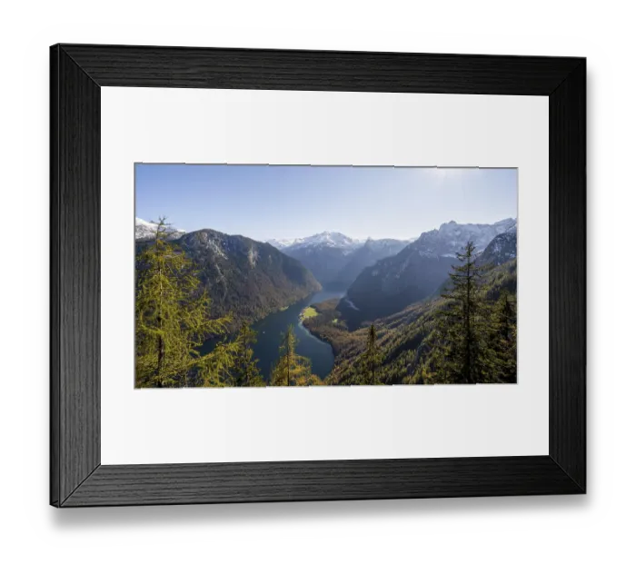 Framed Print : Panoramic view of the Koenigssee from the Archenkanzel viewpoint