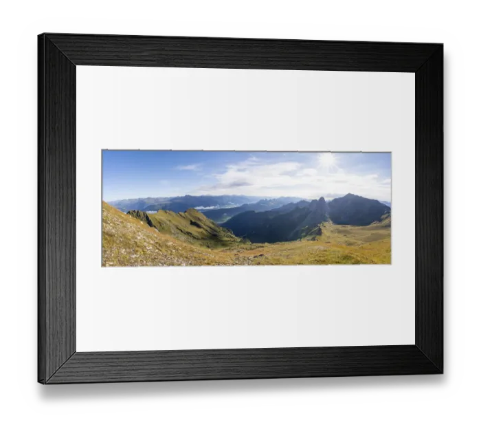 Framed Print : Panorama, mountain valley and mountain panorama
