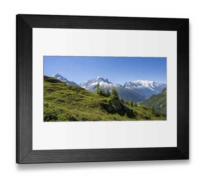 Framed Print : Mountain panorama with glaciated mountain peaks