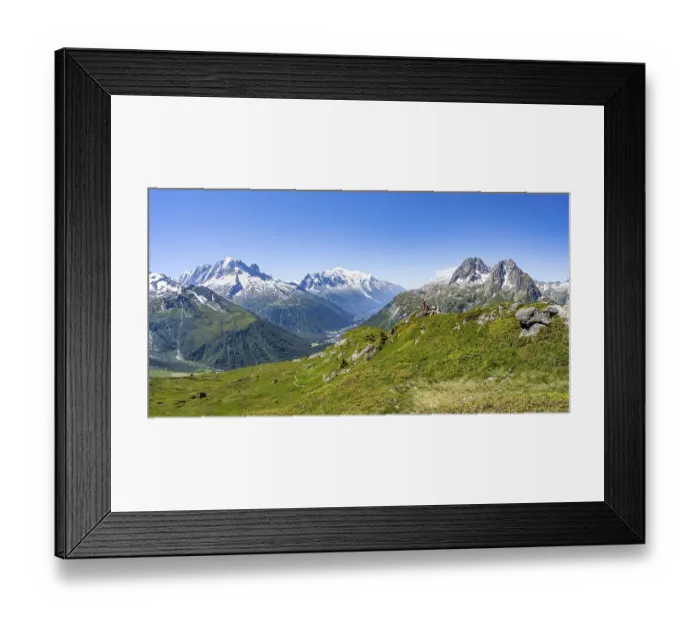 Framed Print : Mountain panorama with glaciated peaks