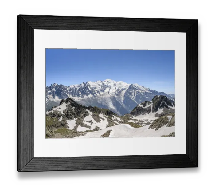 Framed Print : Mountain landscape with snowfield Framed Print : Mountain landscape with snowfield