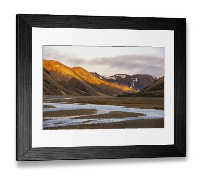 Framed Print : Rhyolite mountains and river Joekulgilskvisl