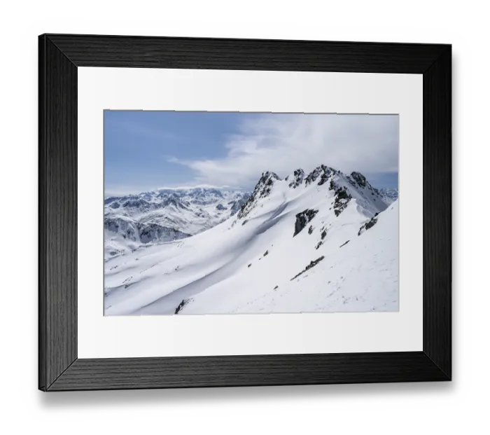 Framed Print : View of mountain panorama with mountain peaks of the Bernina group