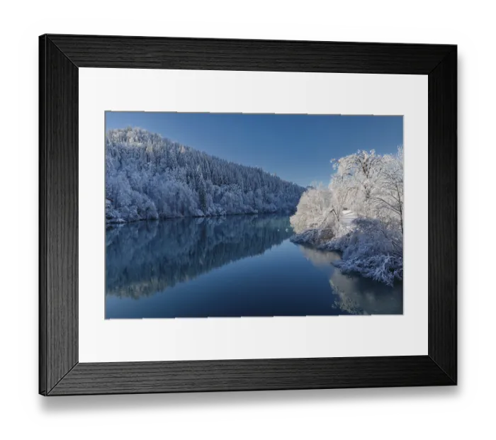 Framed Print : Winter forest reflected in the Lech Framed Print : Winter forest reflected in the Lech