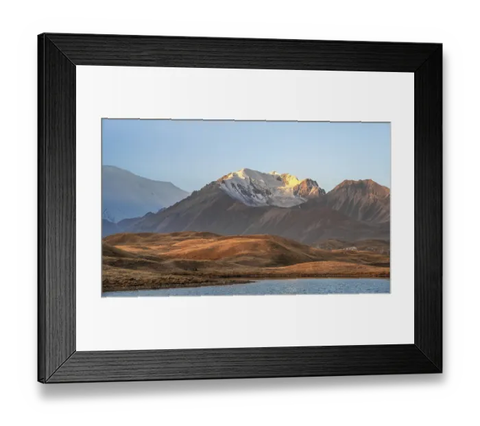 Framed Print : Morning atmosphere, mountains in front of a mountain lake