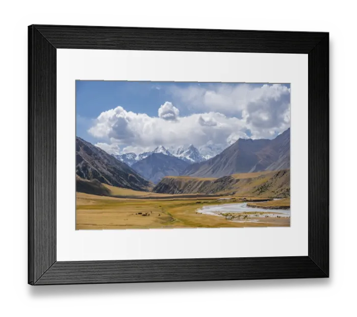 Framed Print : Mountain valley and river in the Tien Shan Framed Print : Mountain valley and river in the Tien Shan