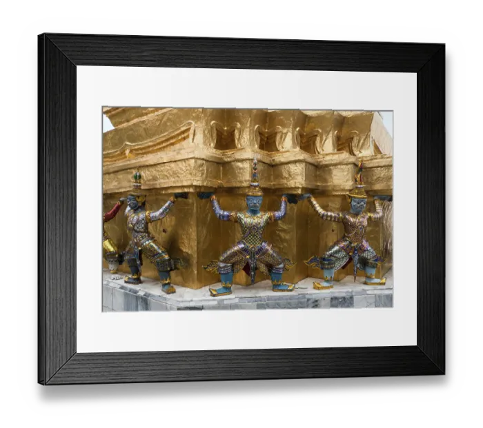 Framed Print : Golden Chedi, supported by twenty monkeys and demons Framed Print : Golden Chedi, supported by twenty monkeys and demons